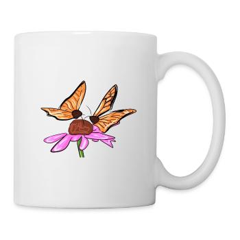 schmetterling blume natur frühling symbol - Tasse - Weiß - Rechts
