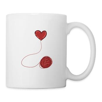 herz rot symbol wolle faden linie - Tasse - Weiß - Rechts