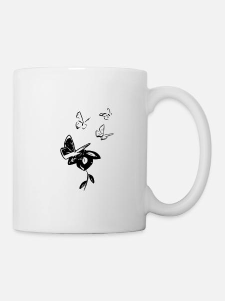 Schmetterling schmetterlinge tiere blume - Tasse - Weiß