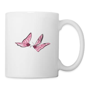 butterfly pink animals fly spring - Mug - white - Right