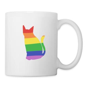 katze lgbt liebe farben regenbogen - Tasse - Weiß - Rechts