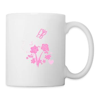 nature liberté paix papillon cœurs roses - Mug blanc - blanc - Droite