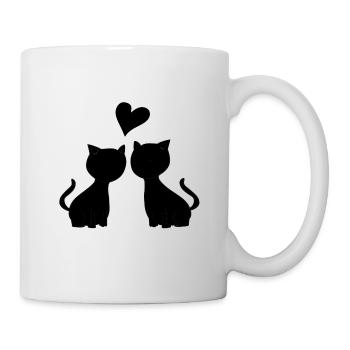 cat animals heart symbol cat - Mug - white - Right