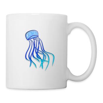 qualle tier meerestier biologie symbol blau - Tasse - Weiß - Rechts