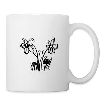 flowers symbol flower pattern pink grass mushrooms - Mug - white - Right