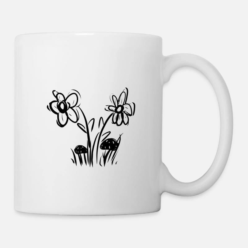 blumen symbol blume muster rosa grass pilze - Tasse - Weiß