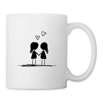regenbogen farben herzen liebe symbol lgbt - Tasse - Weiß - Rechts