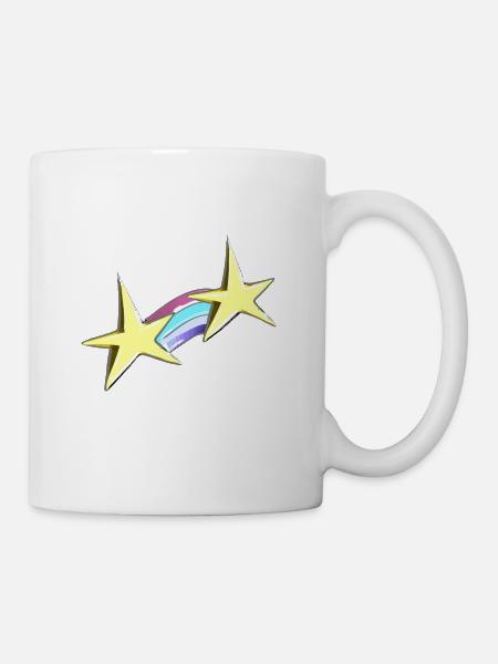stern regenbogen sterne gold - Tasse - Weiß