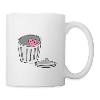 trauriges herz mülleimer liebe liebeskummer - Tasse - Weiß - Rechts
