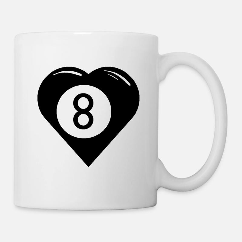 Billard Coeur (Snooker, Billard), Ball-8 - Mug blanc - blanc
