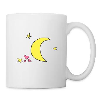 hearts heart moon night sky star - Mug - white - Right