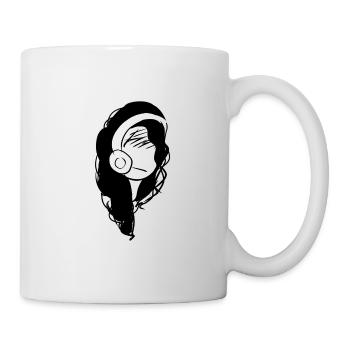 casque musique tête triste - Mug blanc - blanc - Droite