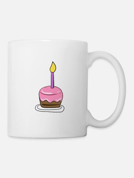 torte kuchen kerze geburtstag - Tasse - Weiß