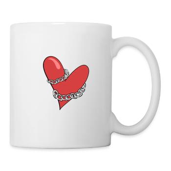 ketten gefangenes rotes herz liebe - Tasse - Weiß - Rechts