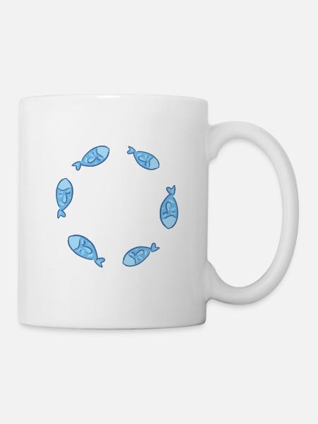 kreis fische fisch schwimmen tierschützer - Tasse - Weiß