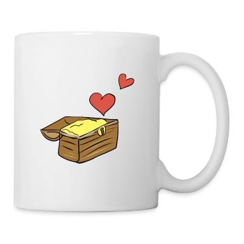 coffre au trésor symbole cœurs au trésor rouge - Mug blanc - blanc - Droite