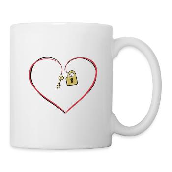 symbole d’amour de la clé de verrouillage du cœur rouge - Mug blanc - blanc - Droite