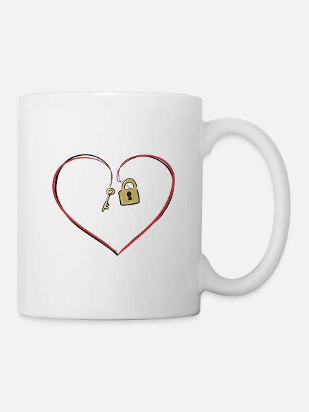 rotes herz schloss schlüssel liebe symbol - Tasse - Weiß