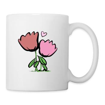 Deux fleurs plantes roses symbole feuilles - Mug blanc - blanc - Droite