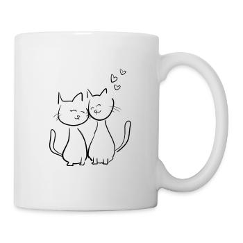 chats amoureux animaux animal symbole cœur amour - Mug blanc - blanc - Droite