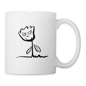 Le symbole de la plante rose à fleurs laisse une rage en colère - Mug blanc - blanc - Droite