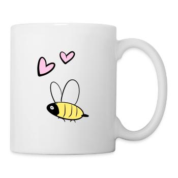 Biene Tier Symbol Herzen cartoon - Tasse - Weiß - Rechts