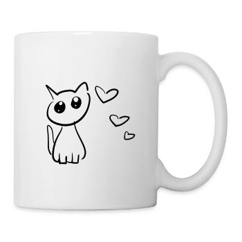 Cat Animal Cute Pet Hearts - Mug - white - Right
