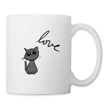 Cats love animals cute pet small - Mug - white - Right