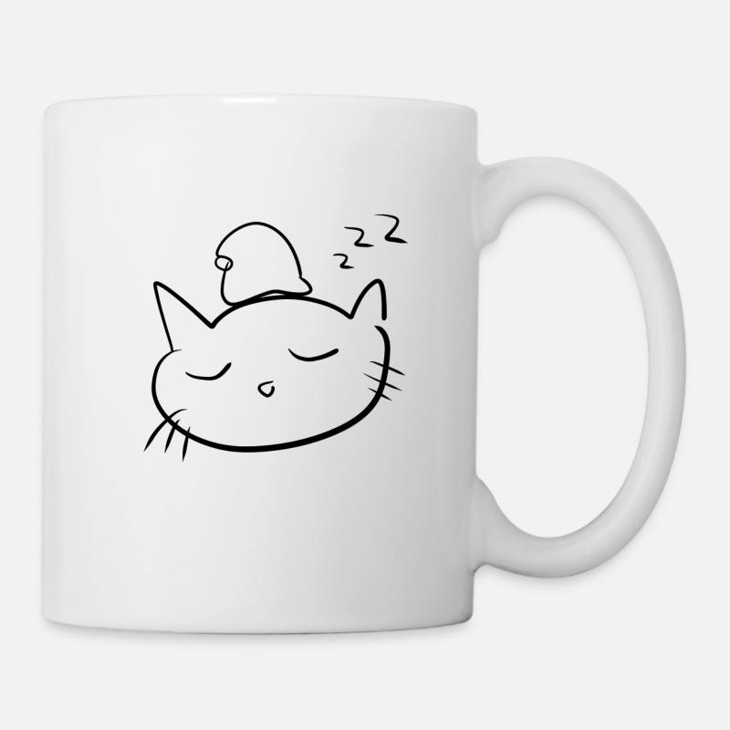 chat endormi symbole animal bonne nuit - Mug blanc - blanc
