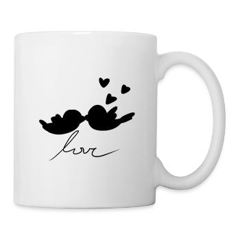 Valentine's Day Couple Bird Hearts Love - Mug - white - Right