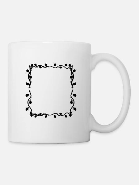 Feuilles Branches carrées Cadre Carré - Mug blanc - blanc