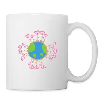 earth flowers circle roses pink - Mug - white - Right
