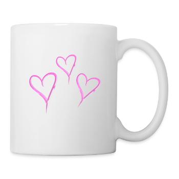 drei herzen glitzer rosa liebe - Tasse - Weiß - Rechts