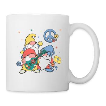Hippie dwarves with guitar and peace sign - Mug - white - Right