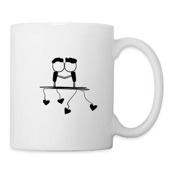 herzen Pärchen Lgbt schwul liebe - Tasse - Weiß - Rechts