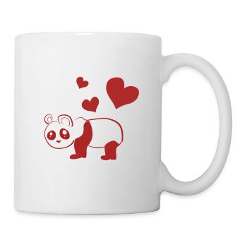 Panda cœurs rouges animal amour animal - Mug blanc - blanc - Droite