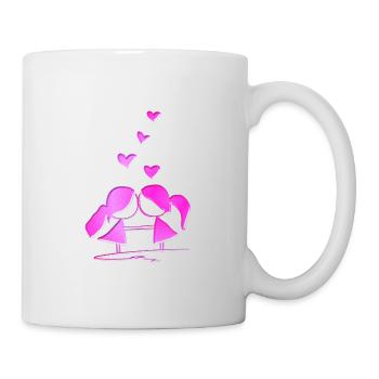 Liebespaar lesbisch rosa glitzer liebe - Tasse - Weiß - Rechts
