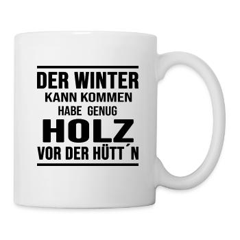 winter holz vor der hütte winterzeit - Tasse - Weiß - Rechts