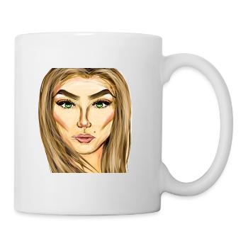 Frau Symbol Gesicht Kunst Zeichnung - Tasse - Weiß - Rechts