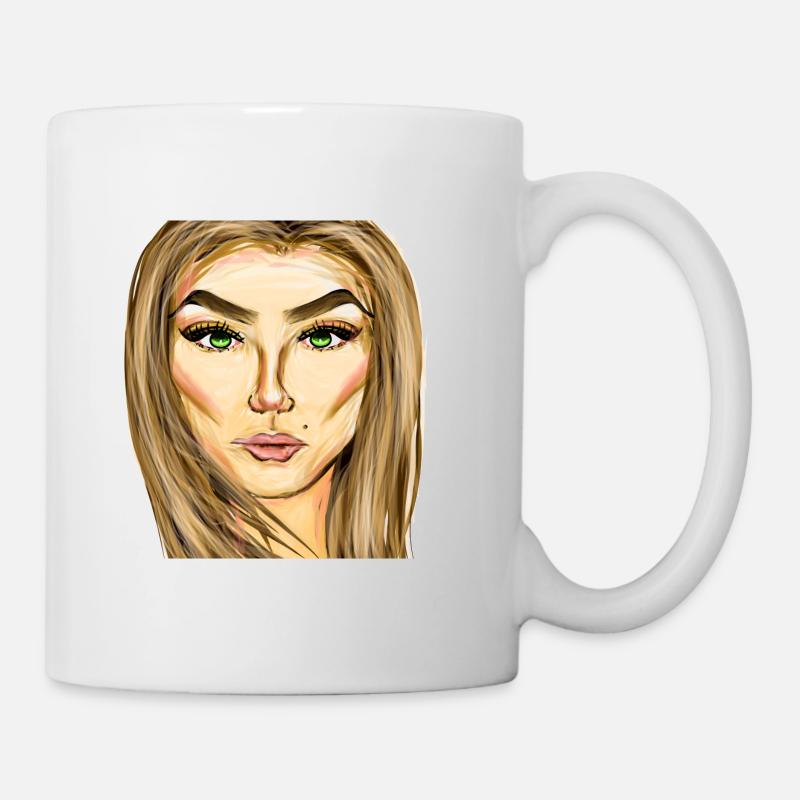 Frau Symbol Gesicht Kunst Zeichnung - Tasse - Weiß