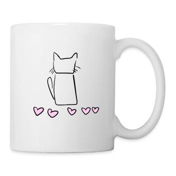 Katze Symbol Tier Herzen rosa - Tasse - Weiß - Rechts