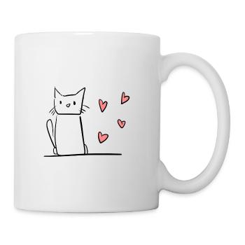 katze cartoon tier süß symbol herzen - Tasse - Weiß - Rechts
