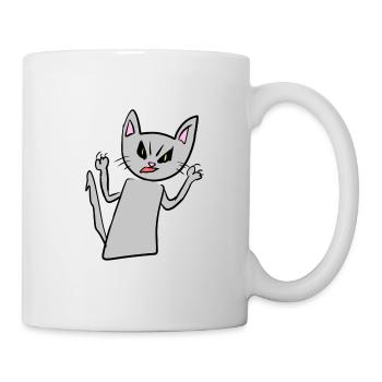 Symbole de chat animal gris rage en colère - Mug blanc - blanc - Droite