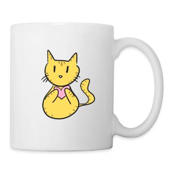 yellow cat symbol cartoon heart - Mug - white - Right
