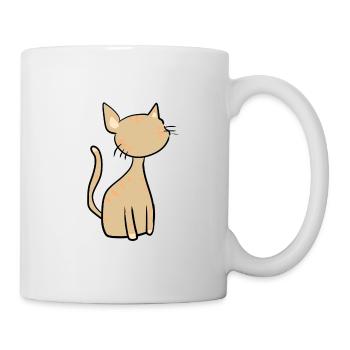 braune Katze symbol süß cartoon - Tasse - Weiß - Rechts