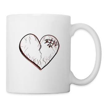 herz symbol gebrochen traurig narben - Tasse - Weiß - Rechts