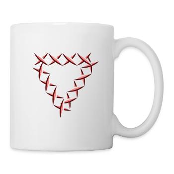 symbole de croix triangulaire rouge - Mug blanc - blanc - Droite