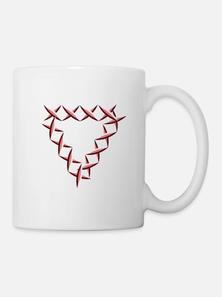 symbole de croix triangulaire rouge - Mug blanc - blanc