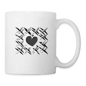 graues herz muster - Tasse - Weiß - Rechts