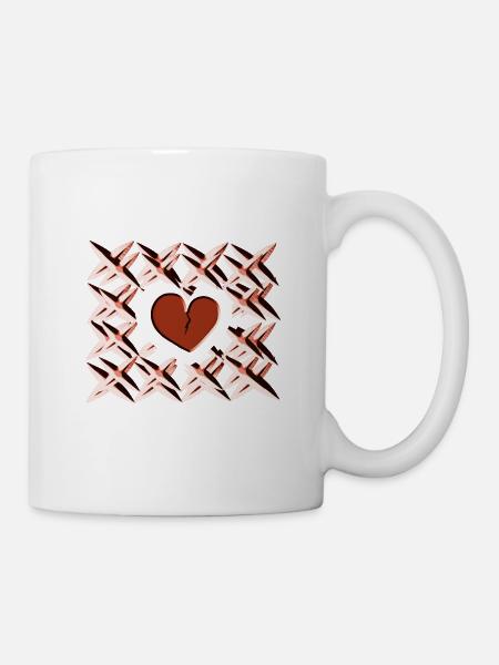 rotes herz muster - Tasse - Weiß